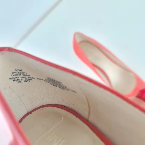 Nine West Peep Toe Leather Pumps Heels Coral Orange Size 5.5M - Picture 10 of 14